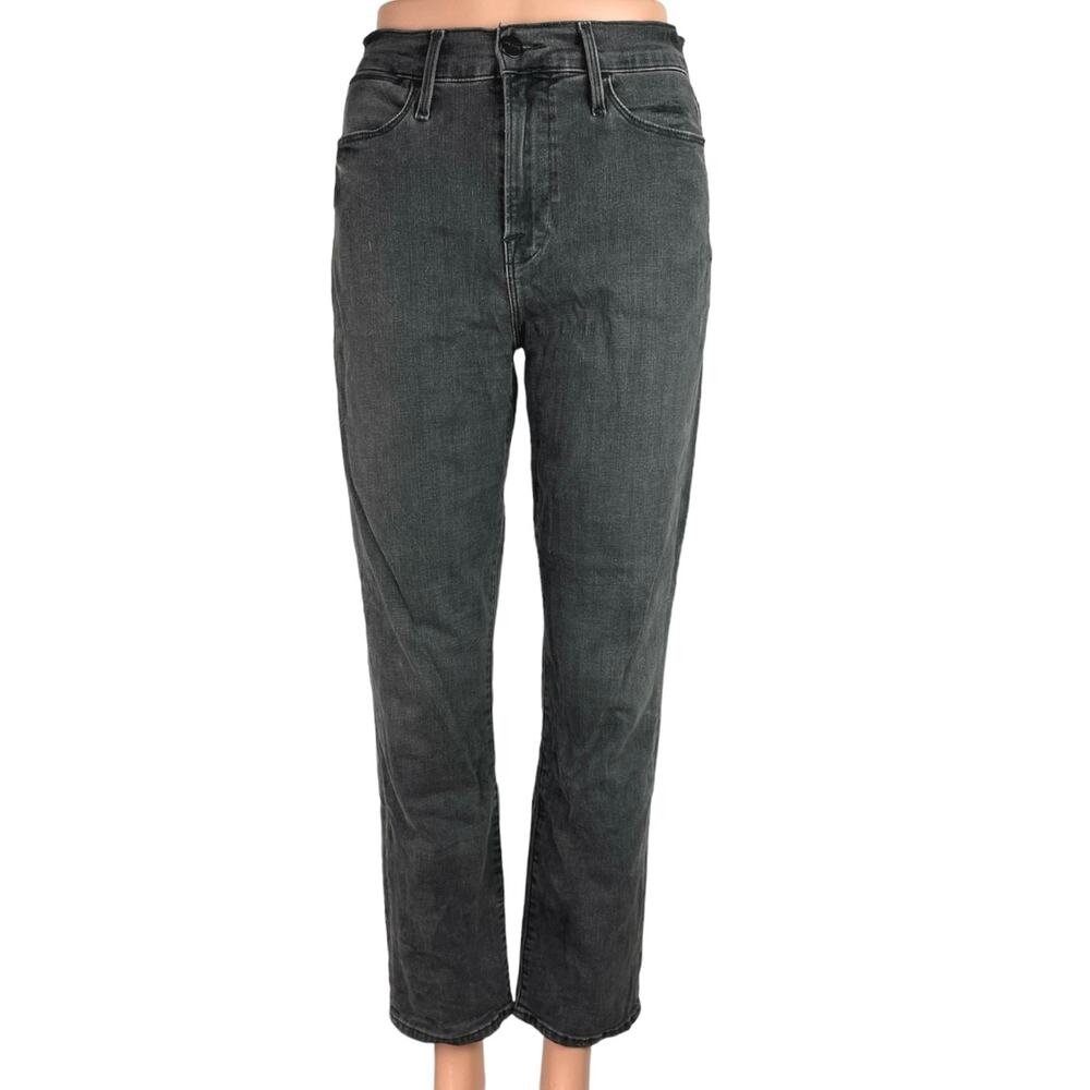 Frame Denim Tierra Black High Rise Stretch Ankle Straight Leg Jeans Size 27